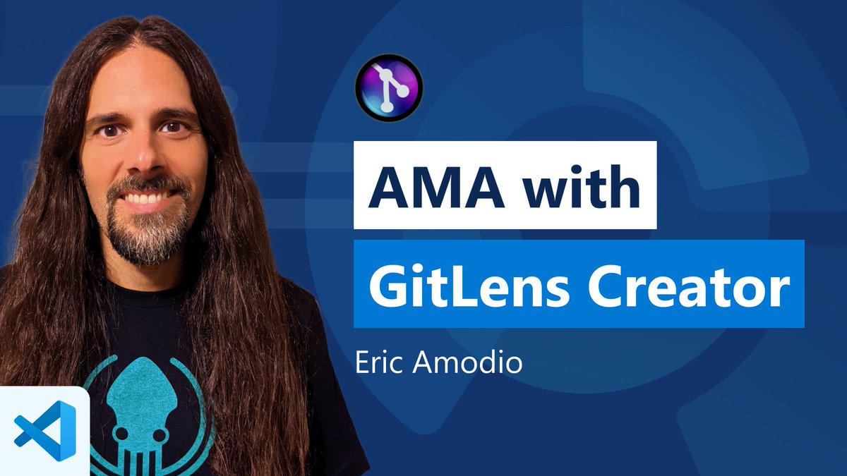 gitlens's tweet photo. 🗓️📌 Be sure to join the livestream of the Ask Me Anything (AMA) with GitLens creator, @eamodio hosted by @code on 5/19 at 8 AM PST. 

Get exclusive access to hear Eric speak on topics like GitLens 12, the future of GitLens, and more!

Watch here 👉 https://t.co/M3D8Euz0A9 https://t.co/BzCgt3XR2k