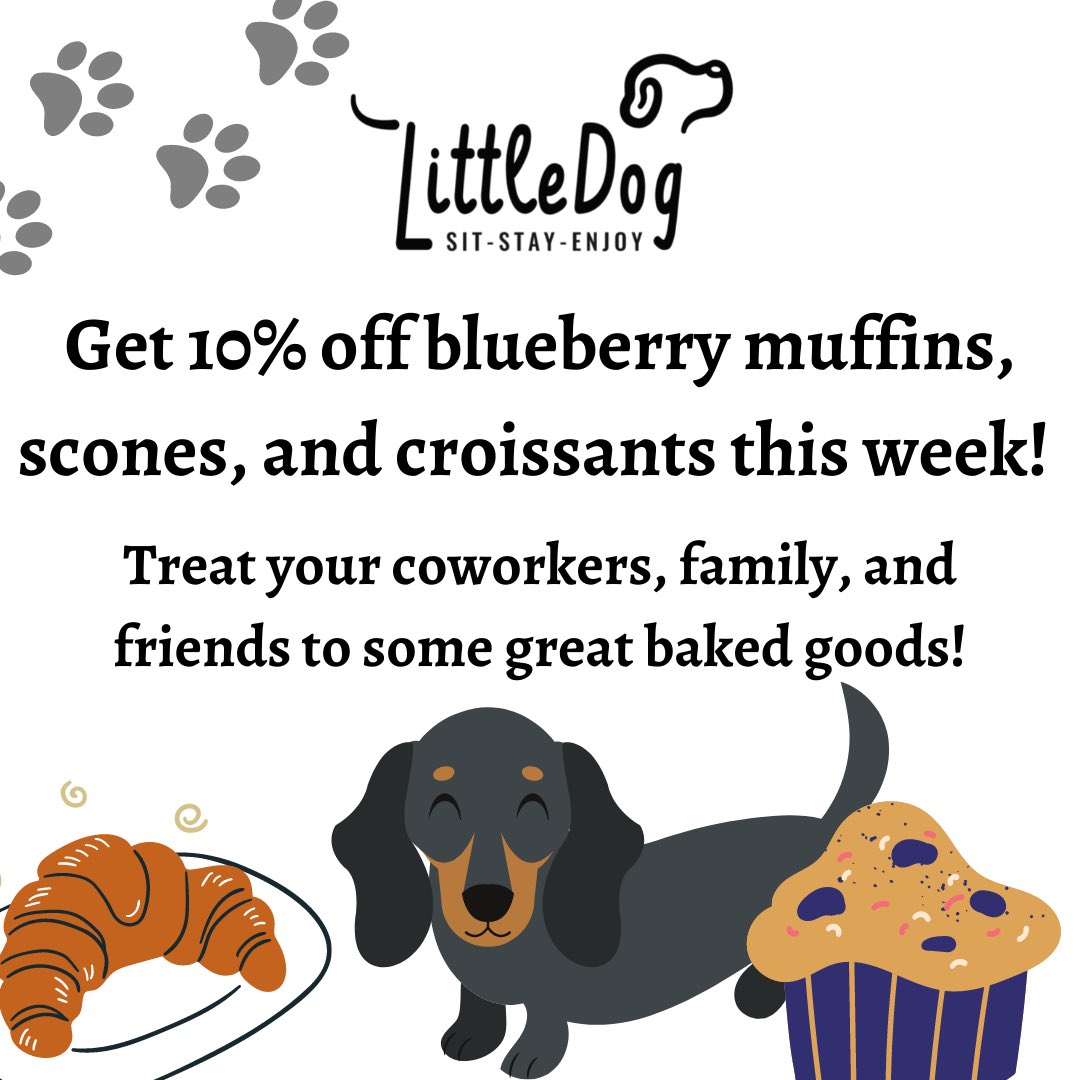 LittleDogCoffee's tweet photo. Treat your coworkers and friends to some delicious baked goods! 🥐
#coffeeshop #sale #brunswickmaine https://t.co/cQQExQuURB