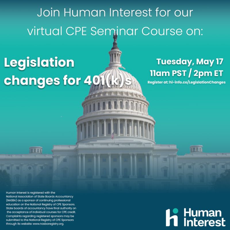 humaninteresthq's tweet photo. Need Free CPE credits? We’ve got you. 🙌
𝐉𝐨𝐢𝐧 𝐔𝐬 𝐓𝐨𝐦𝐨𝐫𝐫𝐨𝐰, 𝐌𝐚𝐲 𝟏𝟕𝐭𝐡. (𝐈𝐓'𝐒 𝐅𝐑𝐄𝐄)
•𝐒𝐢𝐠𝐧 𝐮𝐩 👉 https://t.co/oAdXWmvtFk - 𝟏 𝐜𝐫𝐞𝐝𝐢𝐭.
•𝐓𝐨𝐩𝐢𝐜: 𝐋𝐞𝐠𝐢𝐬𝐥𝐚𝐭𝐢𝐨𝐧 𝐜𝐡𝐚𝐧𝐠𝐞𝐬 𝐟𝐨𝐫 #𝟒𝟎𝟏𝐤𝐬
•𝐓𝐢𝐦𝐞: 𝟏𝟏𝐚𝐦 𝐏𝐒𝐓/𝟐𝐩𝐦 🗓️ https://t.co/lDAPCHsQAC