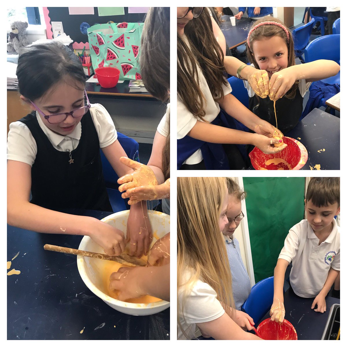 hiwjstaffs's tweet photo. Today year 4 have started their science week with a messy question. Is custard a liquid? They had lots of fun finding out! #messyscience #scienceweek https://t.co/c8kAC1JvJu