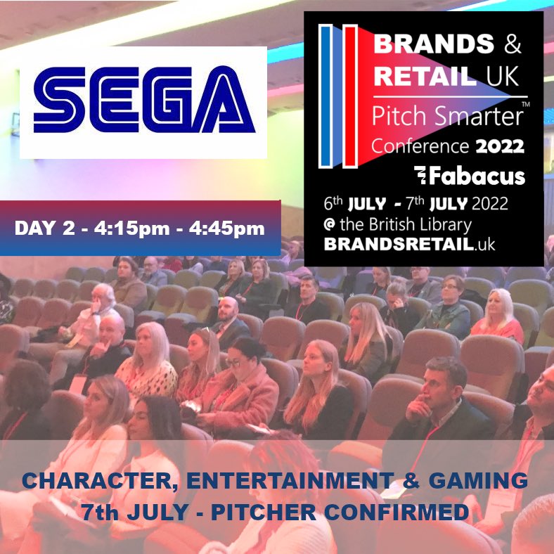 Delighted ‘SEGA’ have confirmed they will be presenting for 30mins Day 2 of Brands &amp; Retail UK Summer conference (sponsored by Fabacus) – Slot 17 &amp; 18 at 4:15pm – 4:45pm on the 7th July at the British Library. 

Conference: BrandsRetail.uk