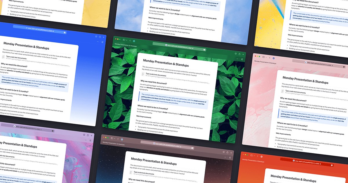 From day one, Craft enabled our users to create, and share beautiful documents. Today, we’re taking this to the next level. Say hello to page backgrounds! 🔥🎉

craft.do/s/mNgns6vjNJlM…
