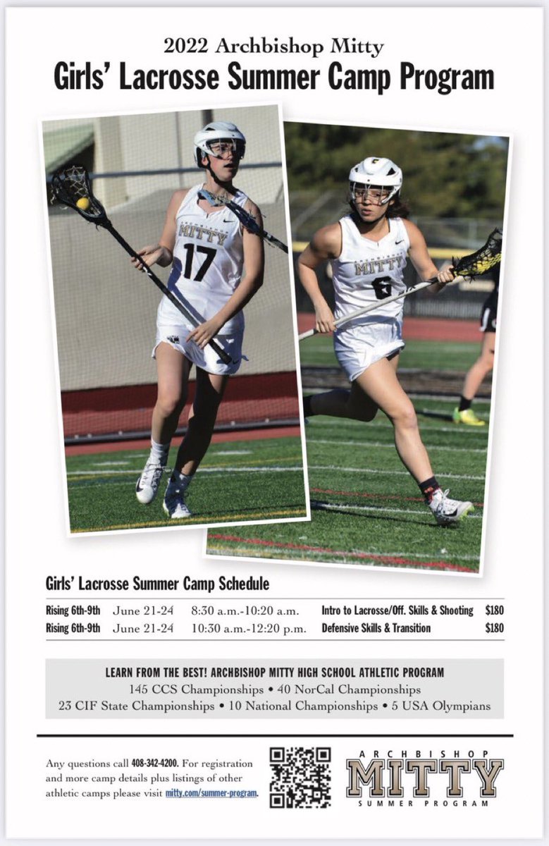 MittywLax's tweet photo. Know a rising 7th-9th grader interested in playing WLAX 🥍?
Our summer camps focus on the concept’s &amp; fundamentals of the game &amp; building LAXIQ. 

Everyone has the opportunity to improve while enjoying a fun 🥍 community!
Learn more and register at https://t.co/sjJ2c0Jg1r https://t.co/LRHlQuJ1NL