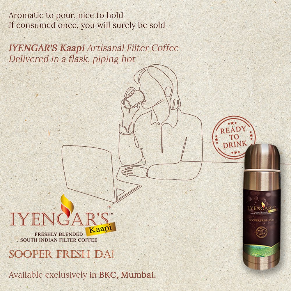 iyengarskaapi's tweet photo. Kaapi that bonds with the soul from the first sip!
Iyengar’s South Indian Filter Kaapi available exclusively in BKC, Mumbai.
.
.
.
.
.
.
.
.
.
.
.
#iyengarskaapi #iyengarskaapiatBKC #kaapiatBKC #kaapi #filterkaapi #kaapilovers #coffee #coffeelovers https://t.co/w4T19Aiz2E