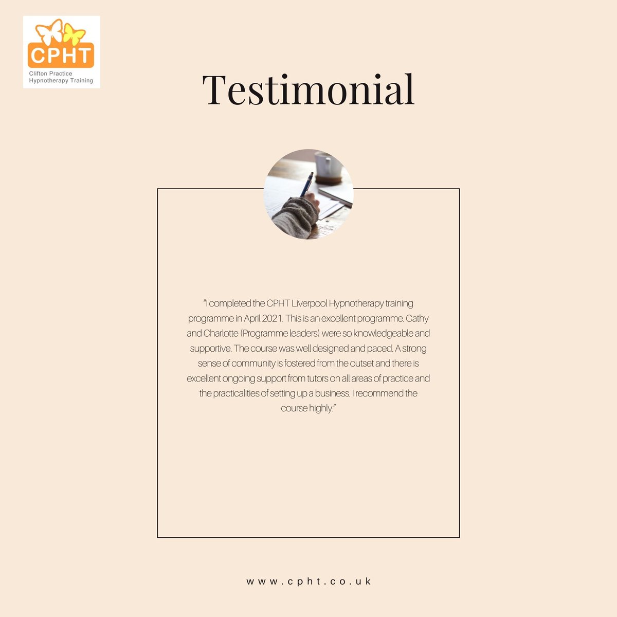 CphtLiverpool's tweet photo. What wonderful feedback from one of our Liverpool graduates! 

 Find out how to start your hypnotherapy training journey with us at https://t.co/PaGV64ey28

#hypnotherapy #hypnotherapisttraining #hypnotherapist #Liverpool https://t.co/ao41XManMu