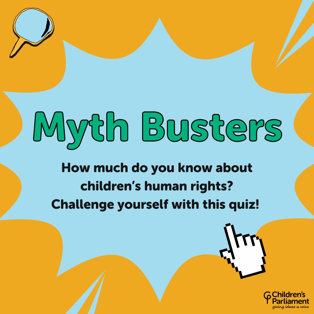 Creative_Voices's tweet photo. As part of the “CP Investigates How Professionals Make Rights Real”, we have made a quick Myth Busters Quiz to kick start your exploration of children’s rights and #UNCRCScotland. 
💥🌟
Click the link below to see how many myths you can bust!
https://t.co/qU27pMgX0p https://t.co/iE1f6iIEa1