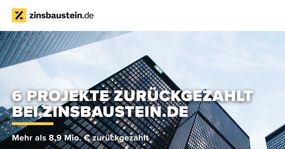 🚀 Sechs Projekte zurückgezahlt 🚀

Im April gab es gute Nachrichten für viele unserer Anleger*innen: Insgesamt wurden über zinsbaustein.de gleich sechs Projekte über mehr als 8,9 Mio. € zurückgezahlt – zuzüglich 600.000 € Zinsen. 

#crowdinvesting #fintech #investieren