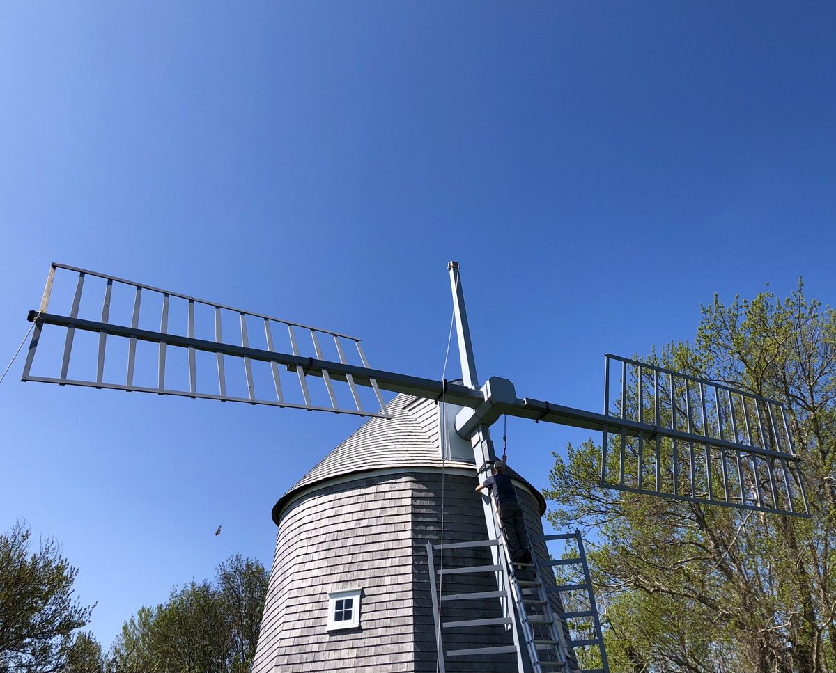 petermarteka's tweet photo. Attaching the sails at Jonathan Young Windmill. #Orleans #CapeCodSpring https://t.co/dxcnmP5kmO