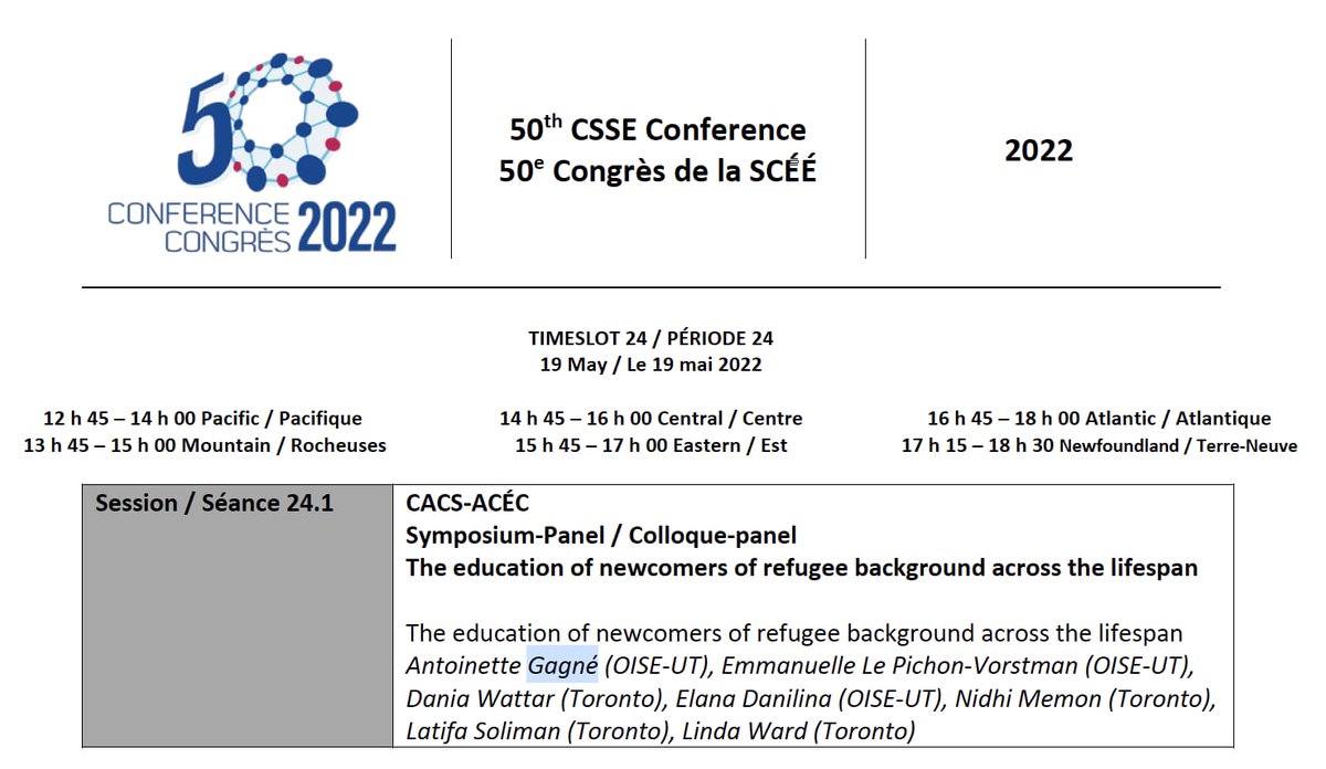 OISE_SAIRCY (@saircy_project) on Twitter photo Join us on Thursday May 19th at 3:45 pm EST in an engaging discussion about education of newcomers across the lifespan <a href="/Emmanuelle00005/">Emmanuelle Le Pichon</a> <a href="/DaniaW1/">Dania Wattar</a> <a href="/AntoinetteOISE/">Antoinette Gagné</a> @CREFO_OISE <a href="/OISEUofT/">OISEUofT</a> #CSSE2022 Join us on Thursday May 19th at 3:45 pm EST in an engaging discussion about education of newcomers across the lifespan <a href="/Emmanuelle00005/">Emmanuelle Le Pichon</a> <a href="/DaniaW1/">Dania Wattar</a> <a href="/AntoinetteOISE/">Antoinette Gagné</a> @CREFO_OISE <a href="/OISEUofT/">OISEUofT</a> #CSSE2022