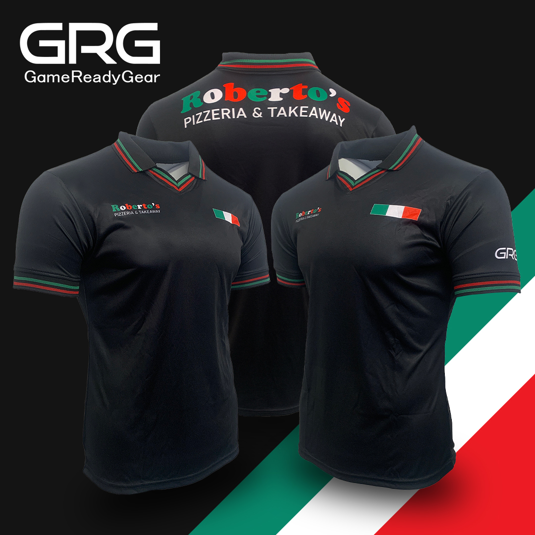 GrgSportswear's tweet photo. Delighted to kit out the staff of Roberto's Takeaway Ballaghaderreen with some retro style jerseys. Contact us today to get your business kitted out today by contacting us at info@grg-sports.com
#gamereadygear #begameready #businessgear #bespokeapparel #retrojerseys https://t.co/24I9OXNaZm