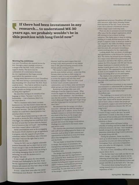 Our CEO <a href="/SonyaChowdhury/">Sonya Chowdhury</a>, was featured in the Spring edition of <a href="/ThirdSector/">Third Sector</a> magazine. During the interview, Sonya discussed how we put #pwme &amp; staff at the heart of everything we do as an organisation. We've got some photos of the interview 👇👇
