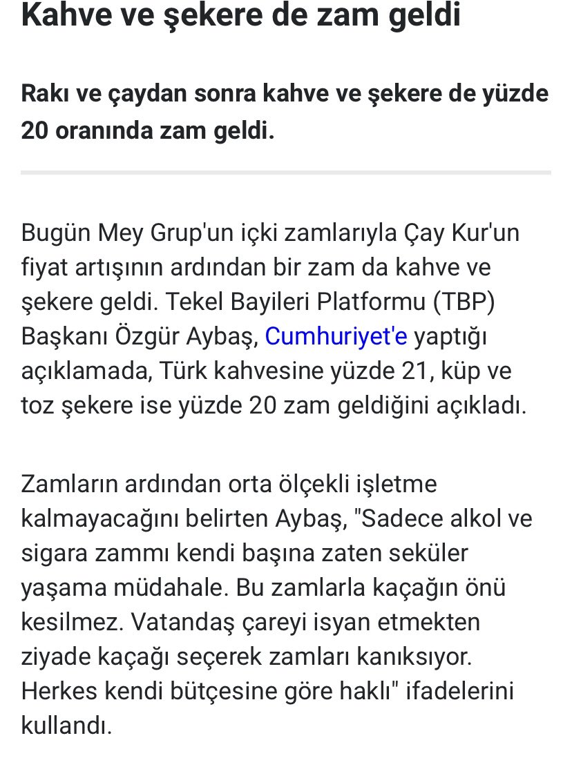 Kahve ve şekere yüzde 20 zam geldi. Her gün her şeye zam geliyor! #zam