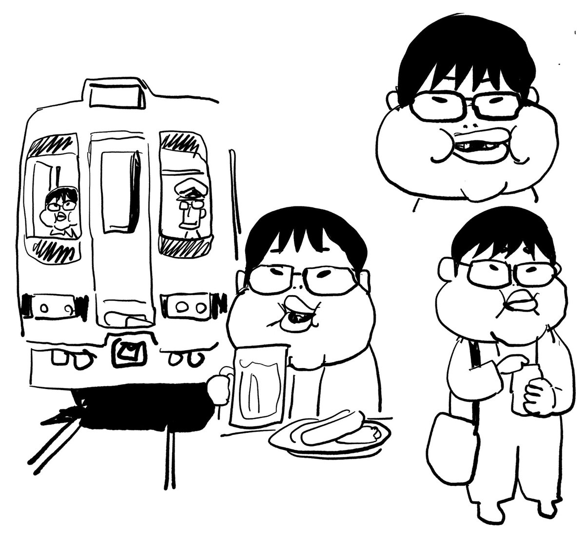 NHKオンデマンドで呑み鉄本線見ながら六角さんを描く 