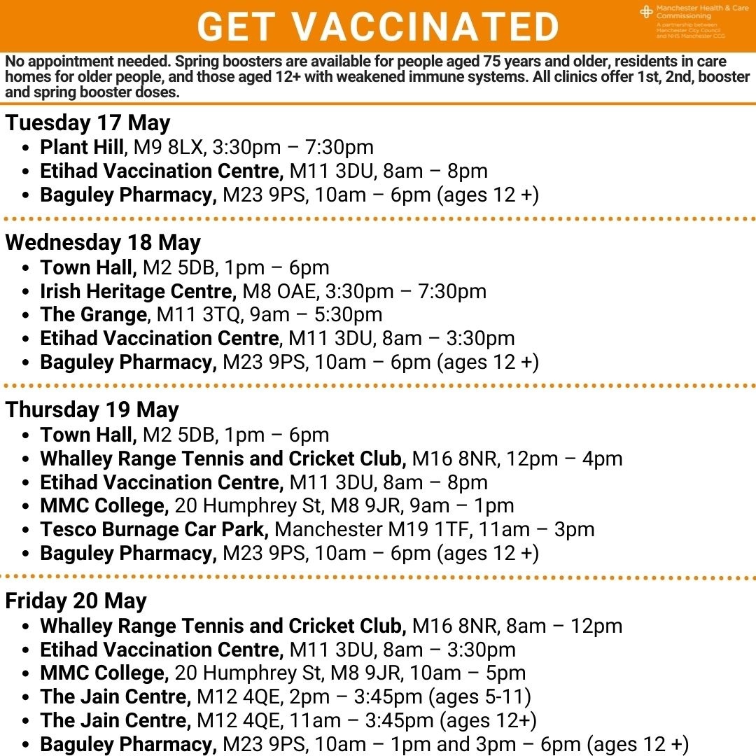 It is never too late to have your COVID-19 vaccines💉

The vaccines are safe and effective, giving you the best protection against the virus.

If you need help getting to and from a vaccination clinic, call Street Cars on 0161 228 7878 and give reference ManchesterJabCab 📞🚖