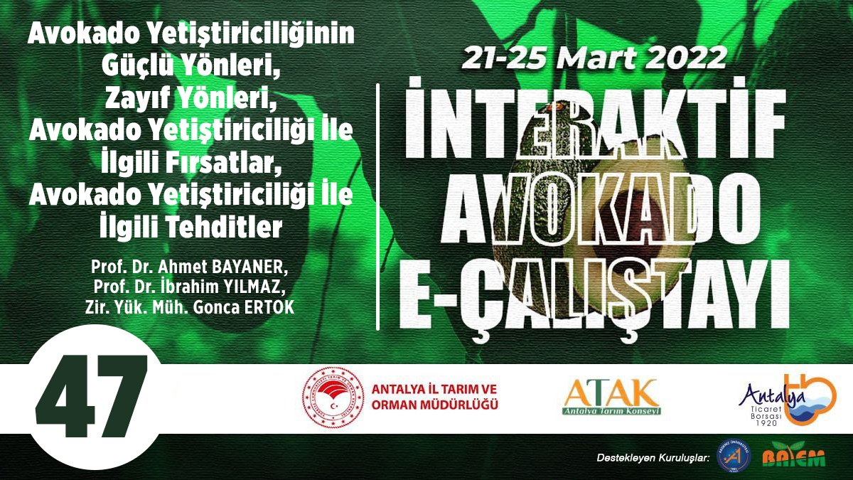 antalyailtarim's tweet photo. #AvokadoHakkındaHerşey-47

Değerli Hocalarımızla;

🔹Avokado Yetiştiriciliğinin Güçlü ve Zayıf Yönler ile Tehditler ve Fırsatlar

#SWOT

Video
👇👇👇
https://t.co/nVQdjWZdMT

#GelecekTarımda
#TarımAntalyada

@gokhankaraca_ @alicandir @antalyaborsa @ersinyazici1 @VahitKirisci https://t.co/a9Z5GiFV47