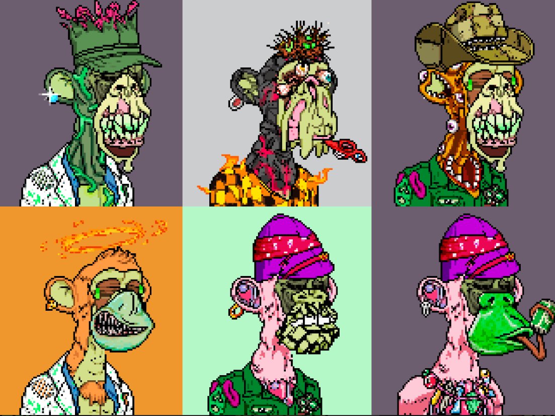 DecryptoPal's tweet photo. Finally,Mutated all my @DegenApeClub Squad. DOPE.

#nfts #nft #nftart #nftcommunity #nftcollector #nftartist #cryptoart #digitalart #art #crypto #binance #blockchain #nftcollectors #cryptocurrency #nftcollectibles #nftkey #nftartists #BSC #bscgem #nftcollection #artoftheday https://t.co/baRxzC7Obp