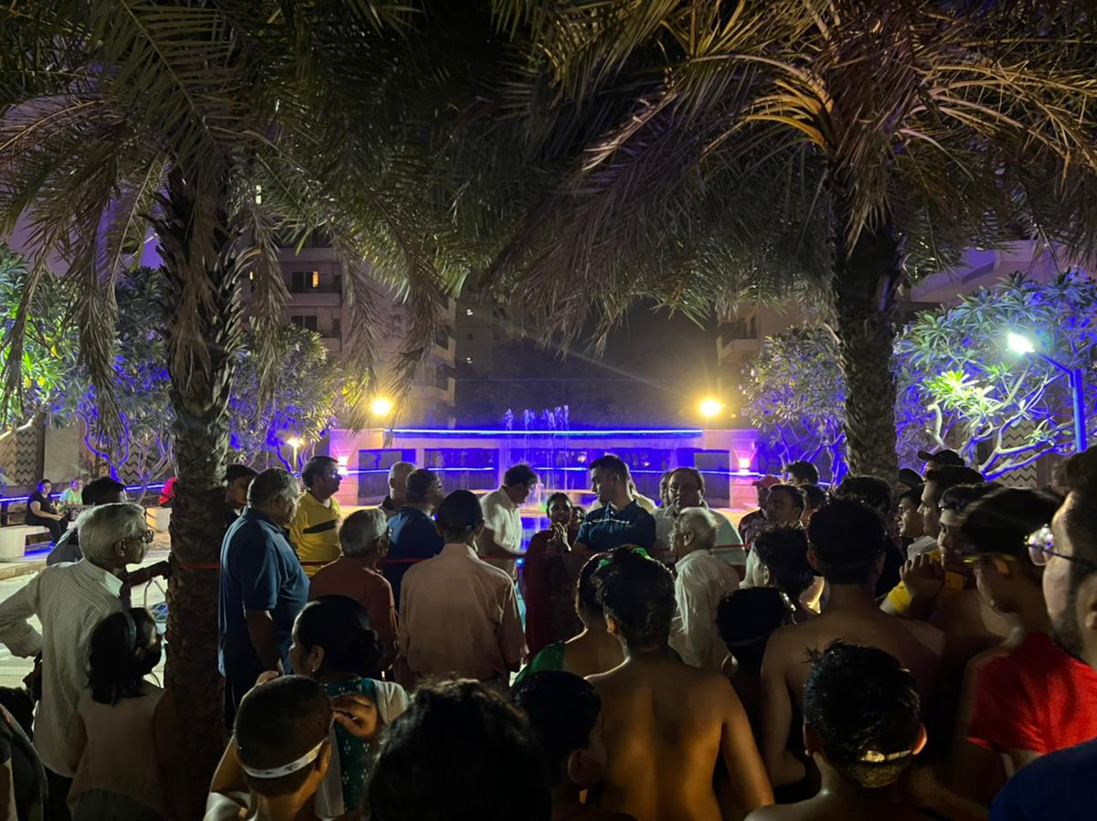 PranayamReside1's tweet photo. The refurbished swimming pools in all the four blocks of Pranayam were inaugurated today evening. It was a long-cherished dream of all Pranayamites. #Pranayam4HappyLiving https://t.co/Ln1rOzQOpG