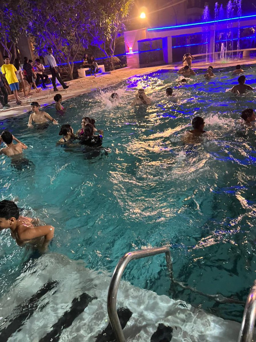 PranayamReside1's tweet photo. The refurbished swimming pools in all the four blocks of Pranayam were inaugurated today evening. It was a long-cherished dream of all Pranayamites. #Pranayam4HappyLiving https://t.co/Ln1rOzQOpG