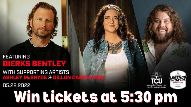 955wfms's tweet photo. It's May in Indy, and this year @DierksBentley is here to celebrate ποΈππ Tyler Reese has your tickets to #FirestoneLegendsDay featuring Dierks, @AshleyMcBryde and @dilloncmusic at @TCUAmpatWRSP. Listen at 5:30 PM for your chance to win! https://t.co/xWyr0vss3v