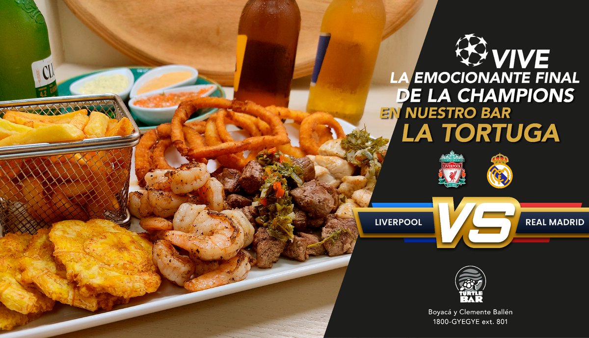 Vive la emocionante final de la Champions con nosotros en Bar La Tortuga, deleitando y disfrutando nuestros combos. ¡Te esperamos! ⚽️🍻🐢

#champions #futbol #barlatortuga #grandhotelguayaquil #guayaquil #liverpool #realmadrid