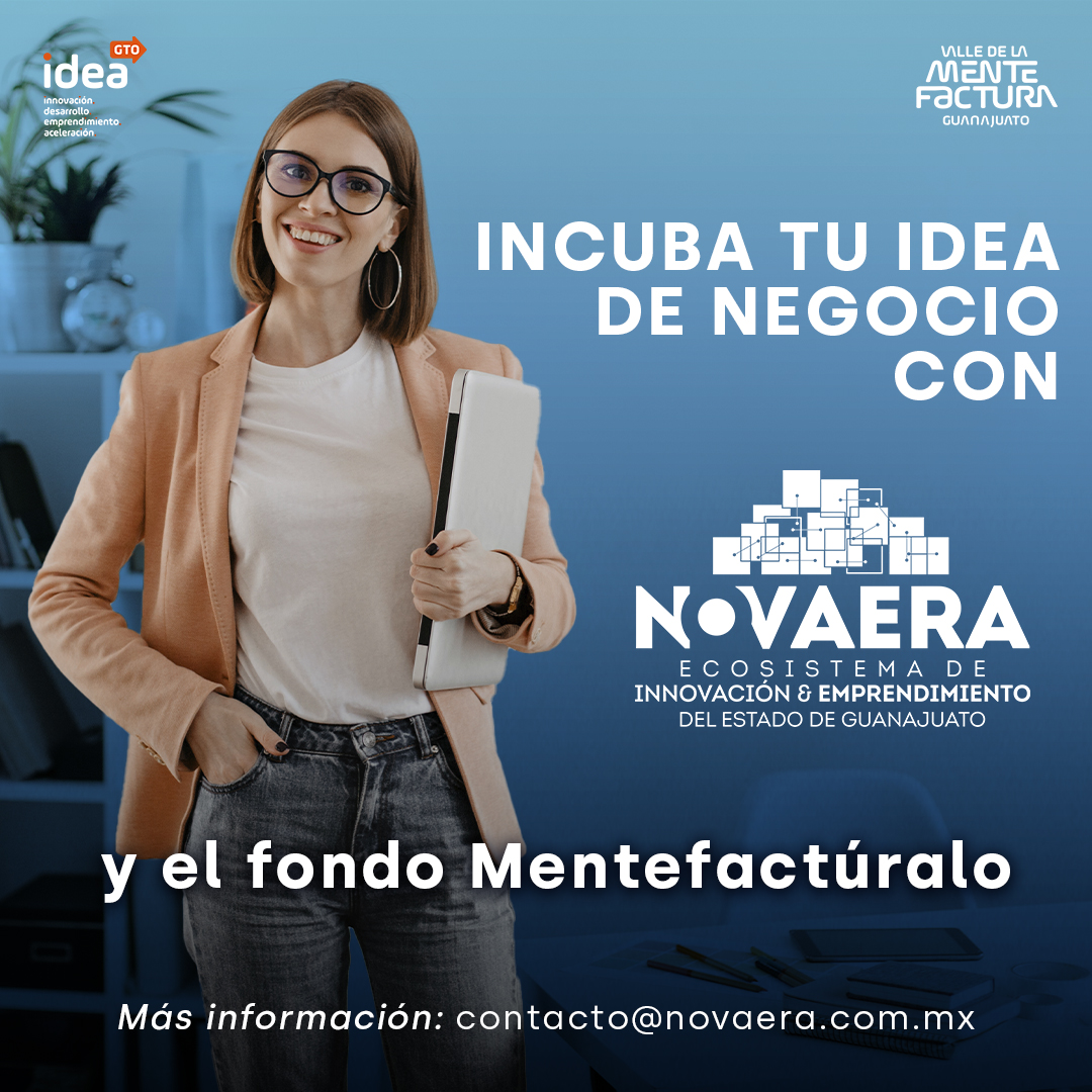 No pierdas la oportunidad de incubar tu idea de negocio  en nuestro 𝗽𝗿𝗼𝗴𝗿𝗮𝗺𝗮 𝗱𝗲 𝗮𝗹𝘁𝗼 𝗶𝗺𝗽𝗮𝗰𝘁𝗼 𝗜𝗻𝗴𝗲𝗻𝗶𝗼. 

¡𝗔𝗽𝗹𝗶𝗰𝗮 𝗮𝗵𝗼𝗿𝗮! 

Link de registro: buff.ly/3FPQhG6
 @idea_gto <a href="/SoyMentefactura/">Valle de la Mentefactura</a> 
#Novaera  #SoyMentefactura #Emprendimiento