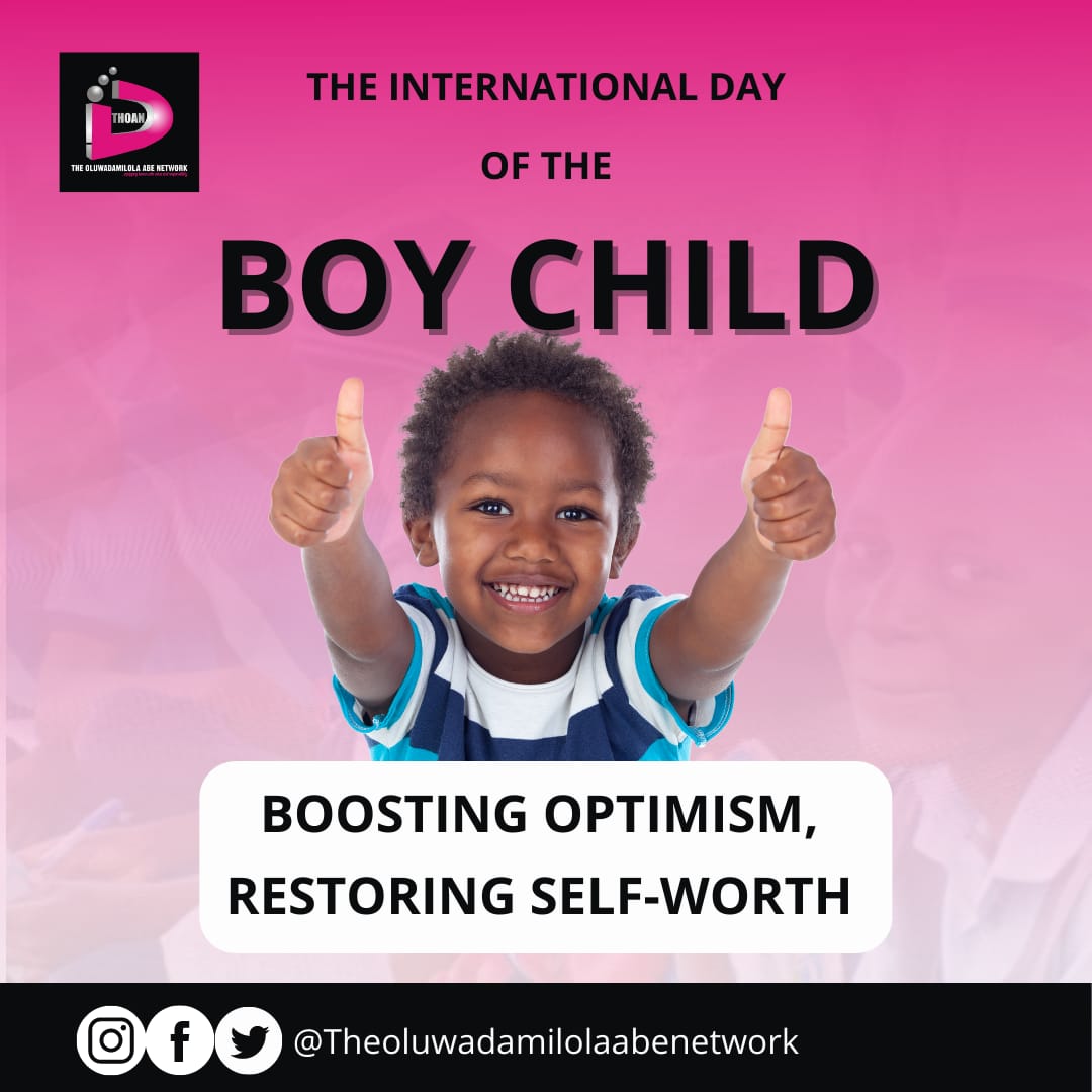 TheOluwadamilo1's tweet photo. Today, we celebrate the boy child.
This is a day set aside to honor the boy child, groom and raise him well because he'd be the man of tomorrow.
#InternationalDayoftheboychild
#BuildingOptimism
#Restoringselfworth https://t.co/mshF4SVUn5