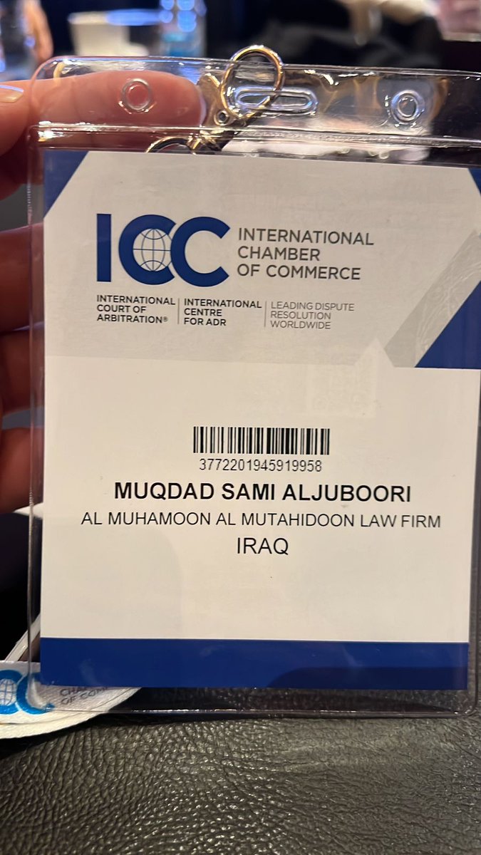 AlMuhamoon_iraq's tweet photo. جانب من حضور شركتنا ممثلة بمديرها المفوض المحامي مقداد سامي الجبوري @iraqiconsultant 
 للورشة التدريبية المقامة كجزء من فعاليات المؤتمر العاشر للتحكيم تعنى الورشة بإجراءات التحكيم وفق قواعد @ICC_arbitration 
#arbitation #Dubai #ICC #conference #workshop https://t.co/bjVLSrfV6C