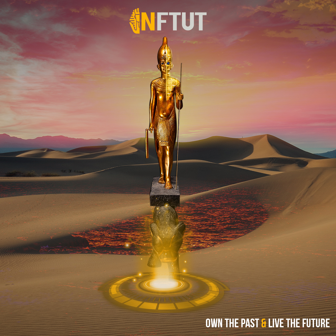 NftutIo's tweet photo. A wooden statue depicting the #Golden_King with a stick in one hand &amp; a flail in the other, standing on the back of a leopard, wearing the white crown of #Upper_Egypt, was discovered in #Egypt. https://t.co/noIkdUzVZI