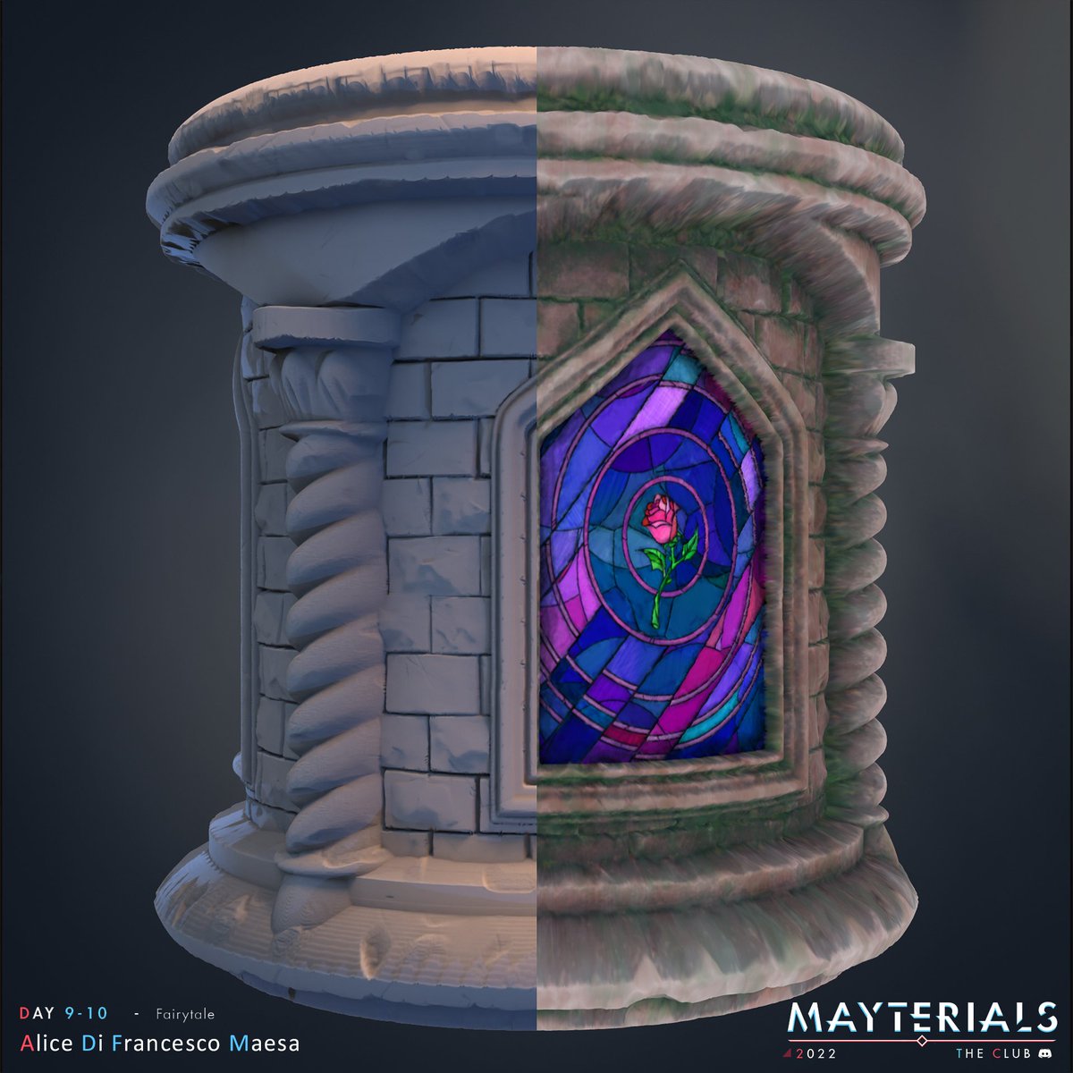 🎶...tale as old as time...song as old as rhyme...Beauty and the Beast
#mayterials Fairytale <a href="/TheClubDiscord/">The Club</a> 
For the very first time I imported a  bitmap (the rose) in #SubstanceDesigner ,everything else is all #MadeWithSubstance ;)