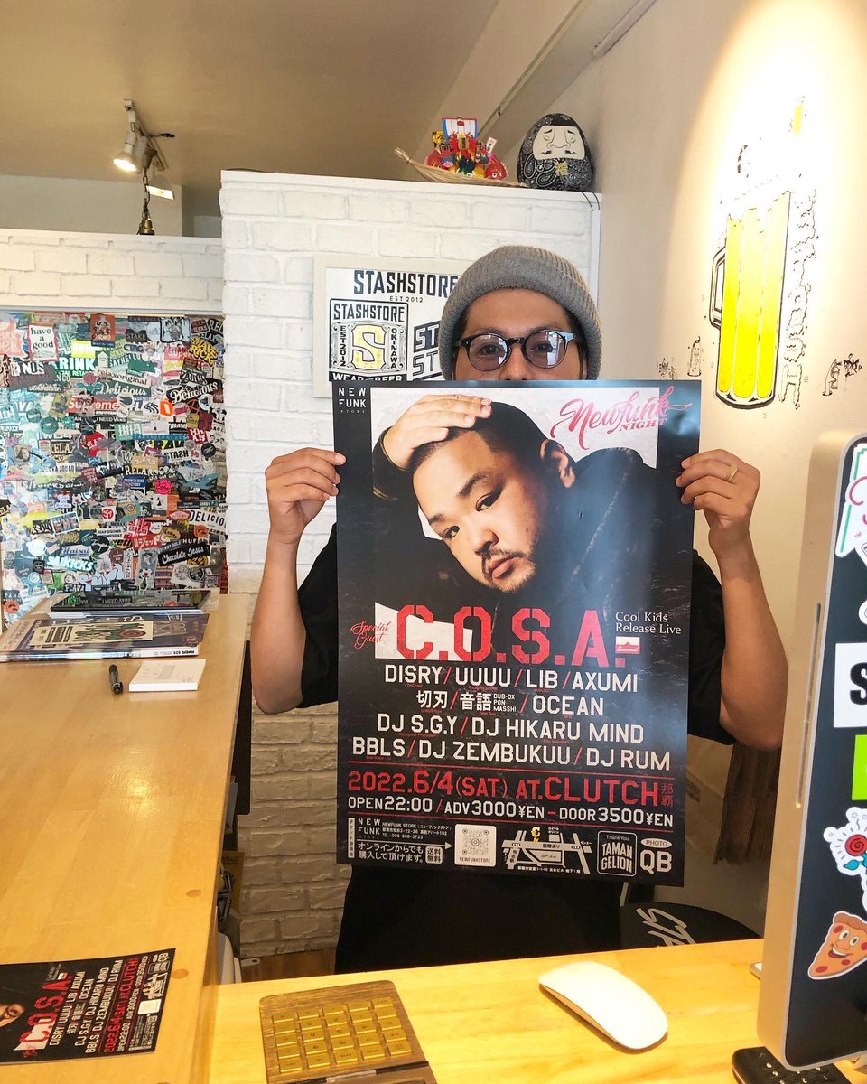 CRACKLIMB's tweet photo. 【6月4日 at.CLUTCH】イベントポスターをスタッシュストアさんに貼らせて頂きました。協力ありがとうございます！来店の際に是非チェックして下さい⏳
.
Guest: C.O.S.A.
.
前売りチケット▶︎ https://t.co/dnboxlo0j6
.
.
#NEWFUNKNIGHT
#ニューファンクナイト
#cosa
#summit
#stashstore https://t.co/ePgxx6VE23