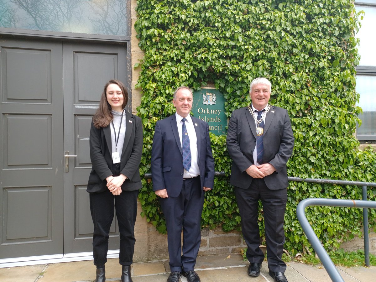 The new top team with Orkney Islands Council, from the left, deputy leader Heather Woodbridge, political leader James Stockan, and convener / civic leader Graham Bevan. #Orkney #LDR #LDReporter