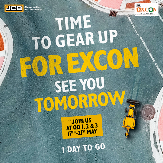 JCBIndiaLtd's tweet photo. The wait is nearly over. In just one more day, you'll witness the magical union of technology and innovation at EXCON 2021. 

#JCBatEXCON #OneWithIndia #JCBIndia https://t.co/eXQlPFbJfR