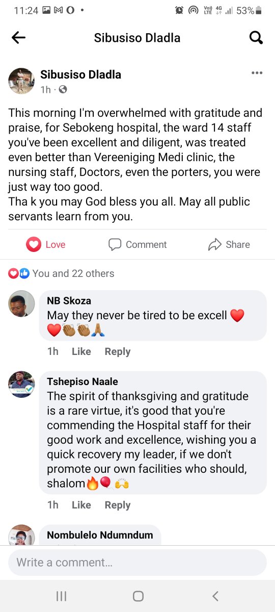 Our wonderful patient wrote us a very beautiful compliment for Ward 14 (Surgical). #GrowingGautengTogether
