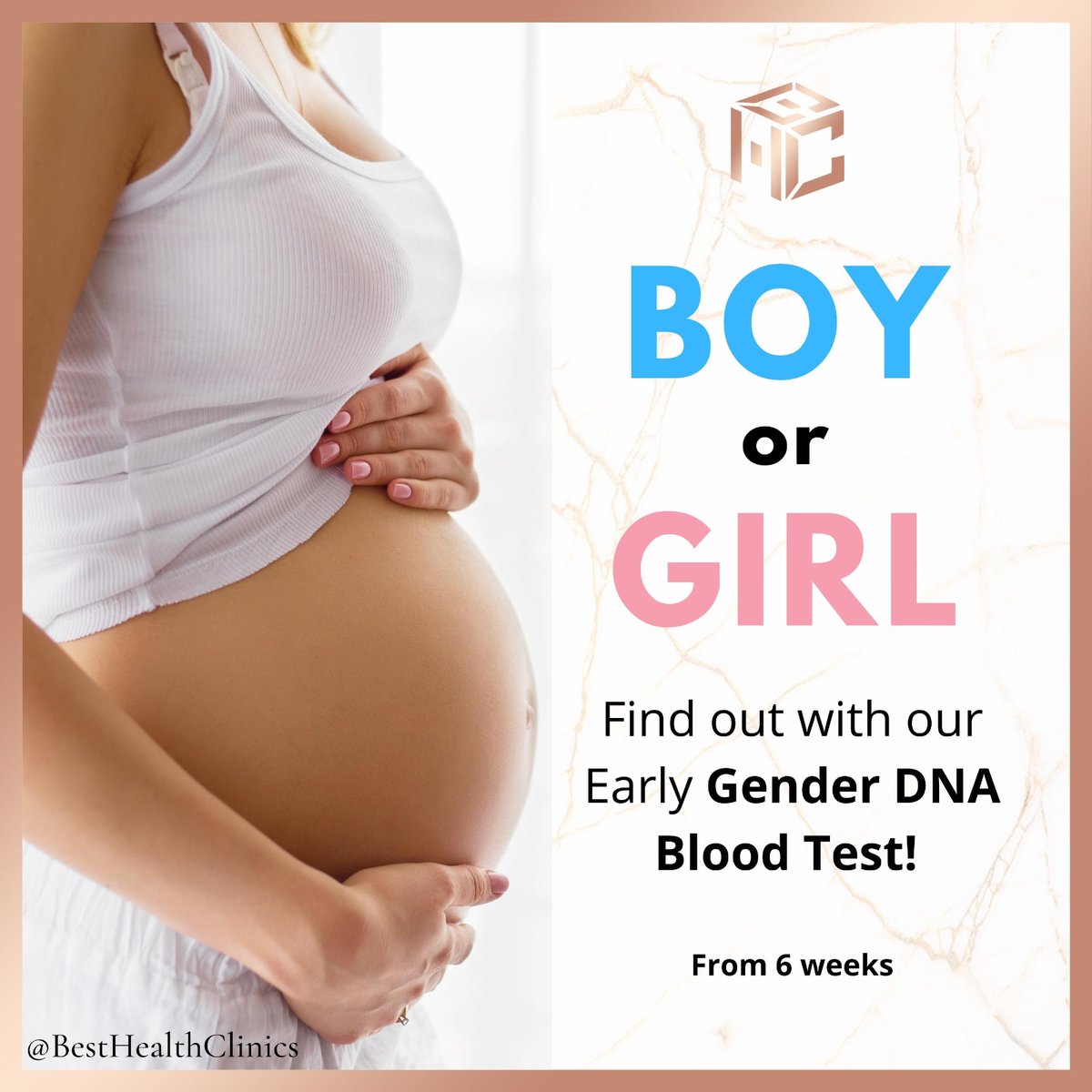 ✨ 💖 Almost time to see, which will it be? 💙 ✨
Done by a professional in our clinic to eliminate the risk of contamination seen in home tests. 99.9% accurate!
Results in 3-4 working days.

📞call us - 01708 477 577
📧 email us - info@bhclincs.com