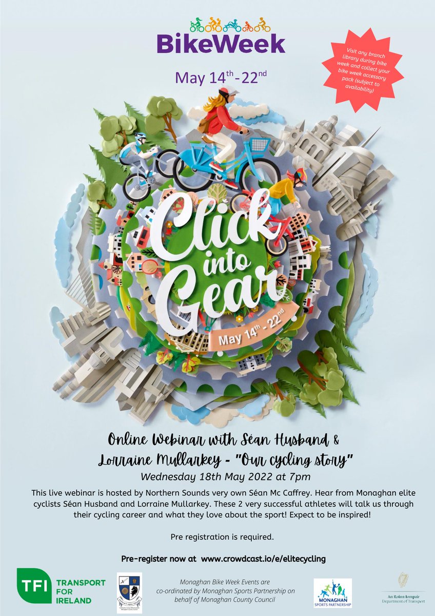 MonaghanCoCo's tweet photo. Register now to listen to an inspiring #BikeWeek story this week! β¨π²
More details on this poster.
Online Webinar - Wednesday 18th at 7pm π» (Hosted by Northern Sound FM Sean Mc Caffery)
Register now at https://t.co/NzkZjRVkyQ
@monaghan_sports
#BikeWeekMonaghan https://t.co/GF2ztE03s7