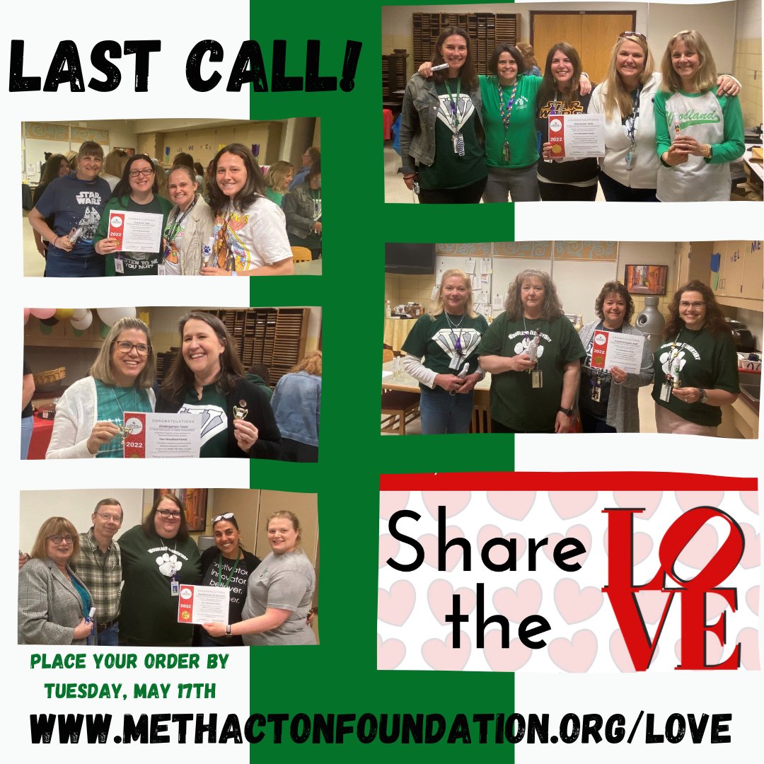 It's not too late to show your favorite #Methacton staff some love! Place your order for #TeacherAppreciationMonth by tomorrow, Tuesday, May 17th. methactonfoundation.org/love