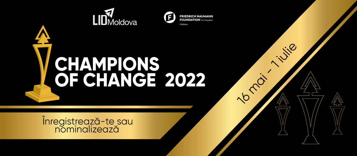 🏆 Devino CAMPIONUL SCHIMBĂRII 2022! 
❗️ Înregistrează-te sau nominalizează în perioada de 16 mai - 1 iulie în cadrul concursului Champions of Change 2022!
Aici puteți găsi toate detaliile: lidmoldova.org/2022/05/14/dev…