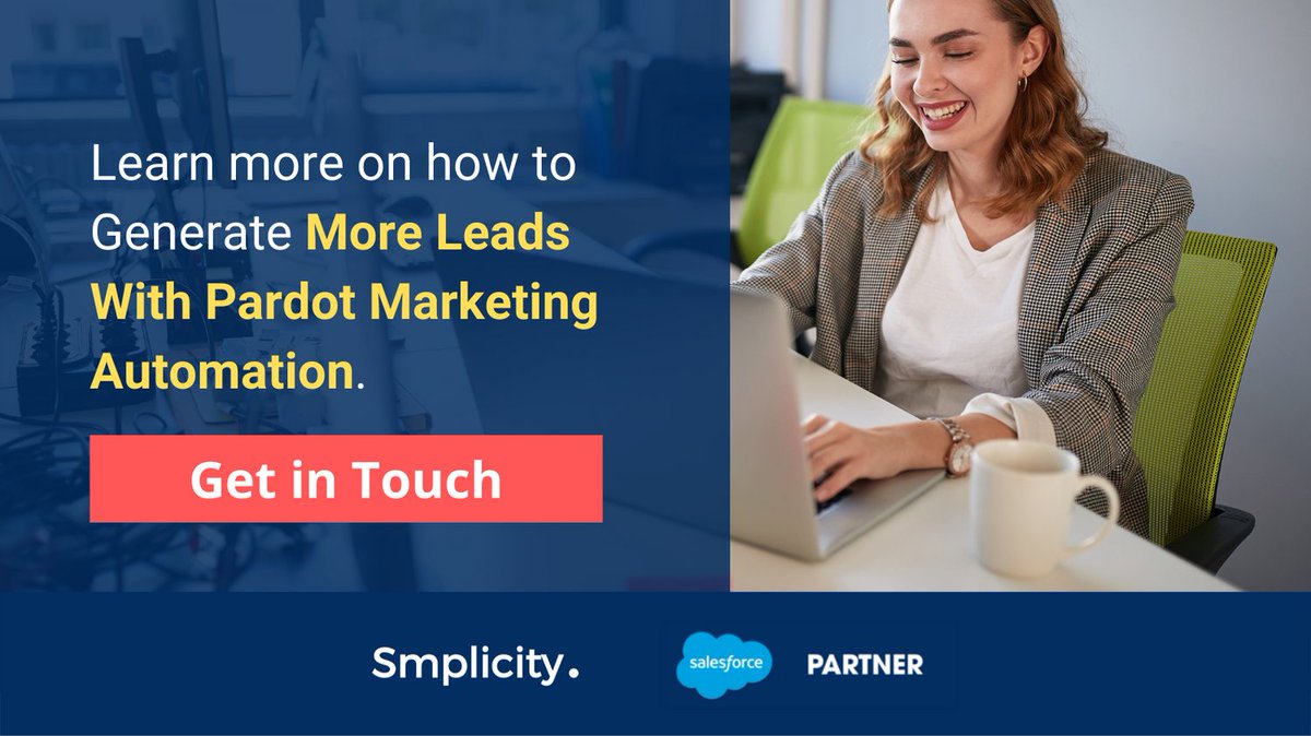SmplicityCo's tweet photo. Pardot provides a full solution that helps marketers create meaningful connections, generate more pipeline, and empower sales to close more deals.
Kickstart Your Salesforce Pardot project: https://t.co/ySl7DuDrbu

#smplicity #salesforcepartner #pardot #ROI #marketingautomation https://t.co/ovDeQo39kw