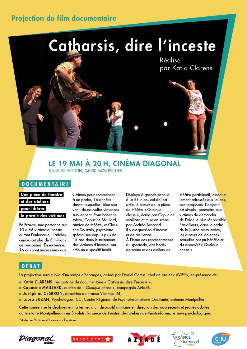 AziadeCompagnie's tweet photo. Et après la projection du 18… il y aura celle du 19 !! Avec un débat en prime !!
Que c’est joli que le spectacle existe encore au-delà des représentations grâce au documentaire de Katia Clarens et qu’il continue sa mission : soutenir la libération de la parole 💪😊 https://t.co/aaCjBc7pGe