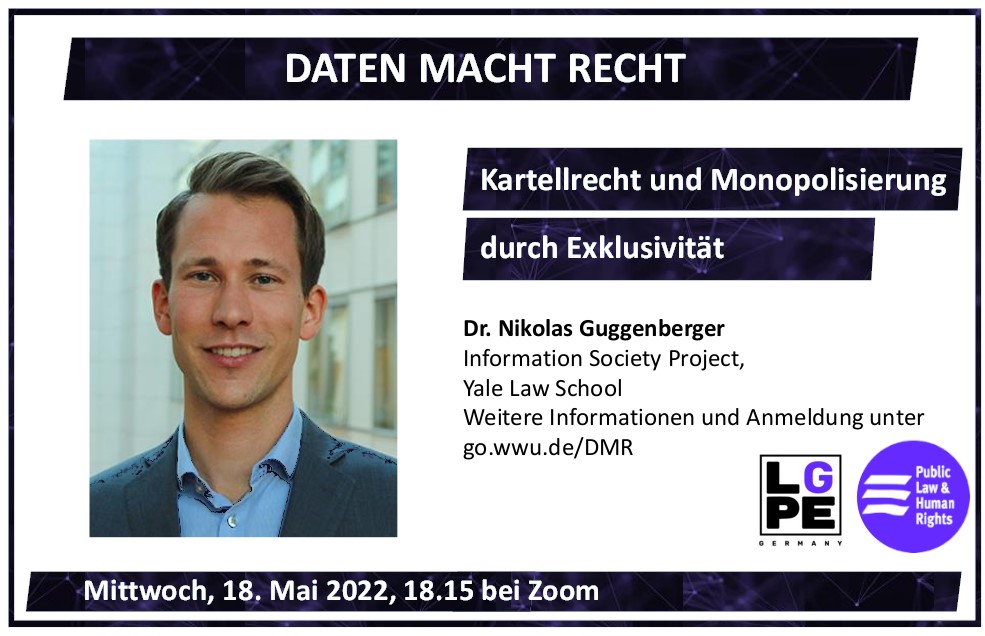 Warum dürfen ein paar Unternehmen über die Regeln unseres demokratischen Diskurses im Netz bestimmen? Ist das rechtlich gewollt? Was muss sich ändern? Kommt am 18.5 zu DATEN MACHT RECHT und diskutiert mit @nikenberger➡️go.wwu.de/DMR