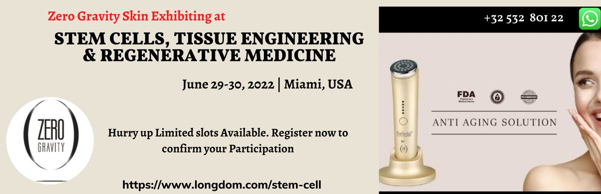 Longdom_Meet's tweet image. @ZeroGravitySkin is Exhibiting at the 4th International Conference on Stem Cells, Tissue Engineering & Regenerative Medicine, which is scheduled on June 29-30, 2022 in Miami, USA.
Website: longdom.com/stem-cell
Exhibitors: zerogravityskin.com
#ZeroGravitySkin #StemCell