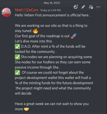 VeHicles_NFT's tweet photo. #vefam First announcement is here .
Come join our discord to learn more about our project.
We wish you a great start of the week.🤝

#VET #Vechain #VNFT #CNFTs https://t.co/HG4XATKX4o