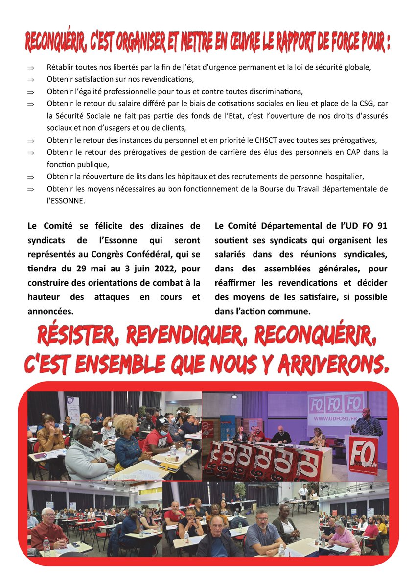 udfoessonne's tweet photo. Déclaration du Comité Départemental FO de l'#Essonne 

#resister #revendiquer #reconquerir #ForceOuvriere 
@udfoessonne @force_ouvriere  #syndicat #evry 

https://t.co/PJhy7VrxH2 https://t.co/p8PQZDCDat