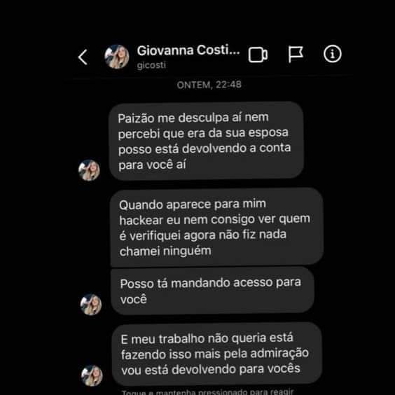 boladeiros's tweet photo. Um hacker atacou o Instagram da esposa de Paulo Henrique Ganso e, depois que viu que era ela, se colocou à disposição para devolver por ser admirador do jogador.

“É meu Trabalho” kkkkkkkkkkk https://t.co/5I6FKk4stb