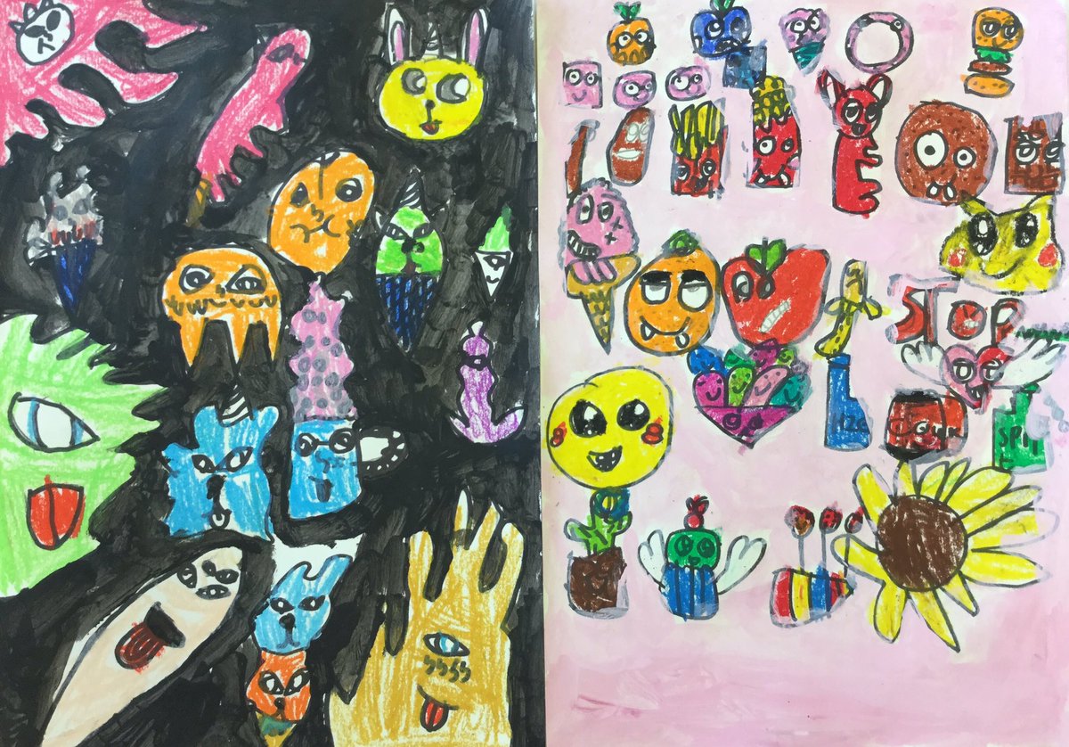 CarrdusArt's tweet photo. Year 2 Jon Burgerman monsters @carrdusart #jonburgerman #doodles #drawing https://t.co/0jeWVGORgy