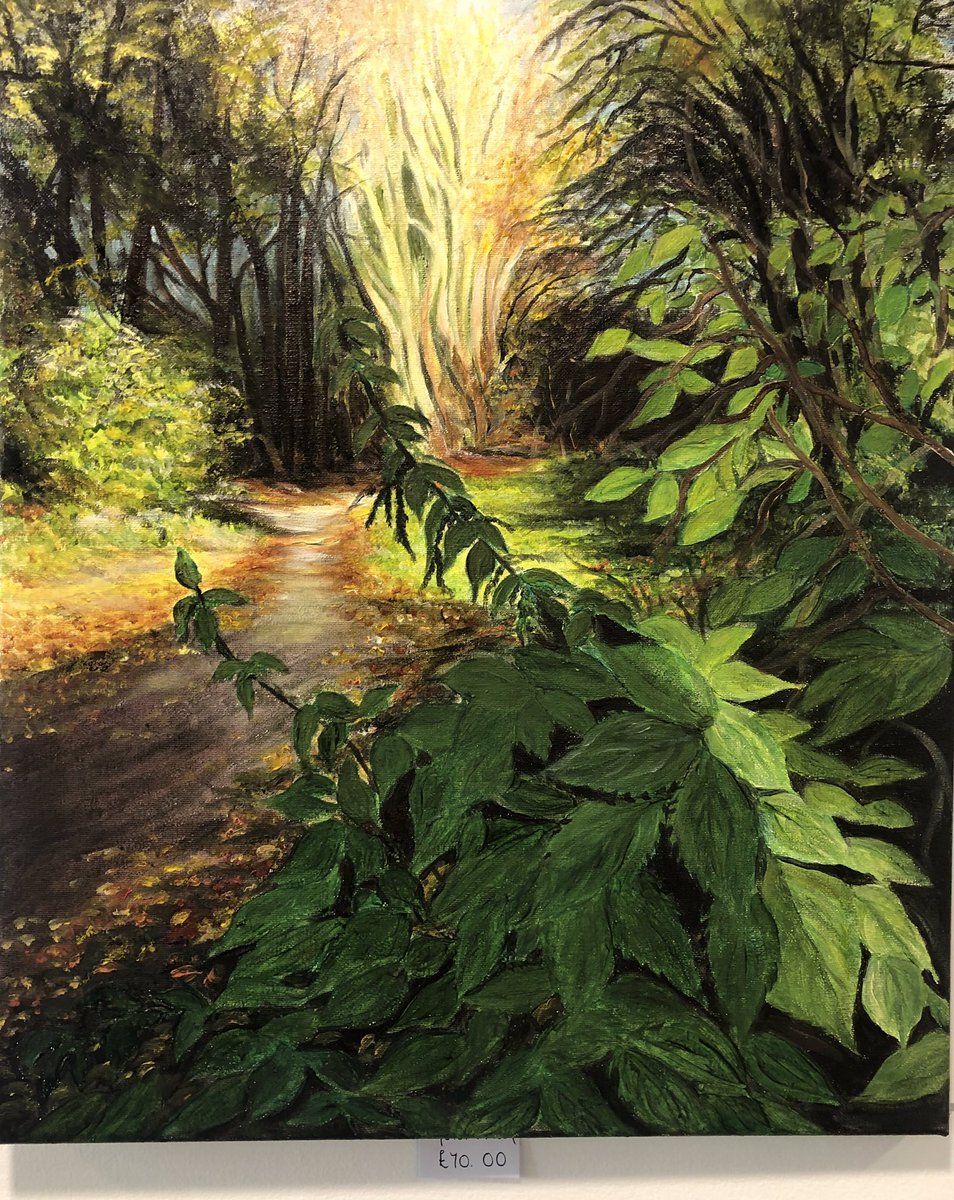 tmc_sh's tweet photo. Carol Anne Eaves is exhibiting her oil paintings again. Get back to nature! #oilpainting #art #exhibition #CafeMillais #trees #woodland @whatsonsthelens https://t.co/uy9B1uYYvU