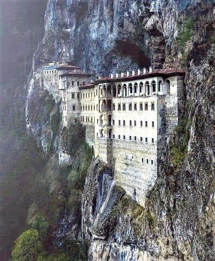 RyanHaecker's tweet photo. Panagia Sumela is a functioning Orthodox monastery of the Orthodox Church of Constantinople, built at the end of the 4th - beginning of the 5th century AD on the chalk rock of Trabzon. https://t.co/z5bwkDn0Yt