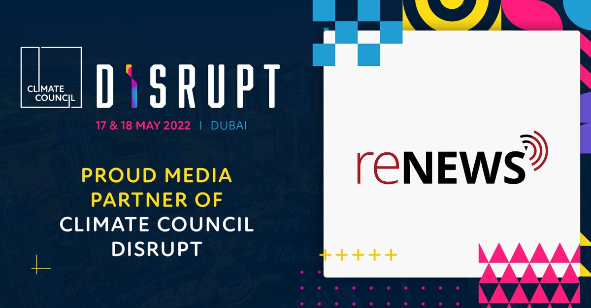 reNEWS_Sales's tweet photo. Check out @ClimateCouncil_ Disrupt: https://t.co/9zTHGIUIg7 - the 2-day summit will bring together investors &amp; financiers with the latest project developers &amp; clean energy innovators to enable proactive conversations + so much more.  #CCD22 @reNEWS_ are a proud media partner! https://t.co/ejZV2pOye0