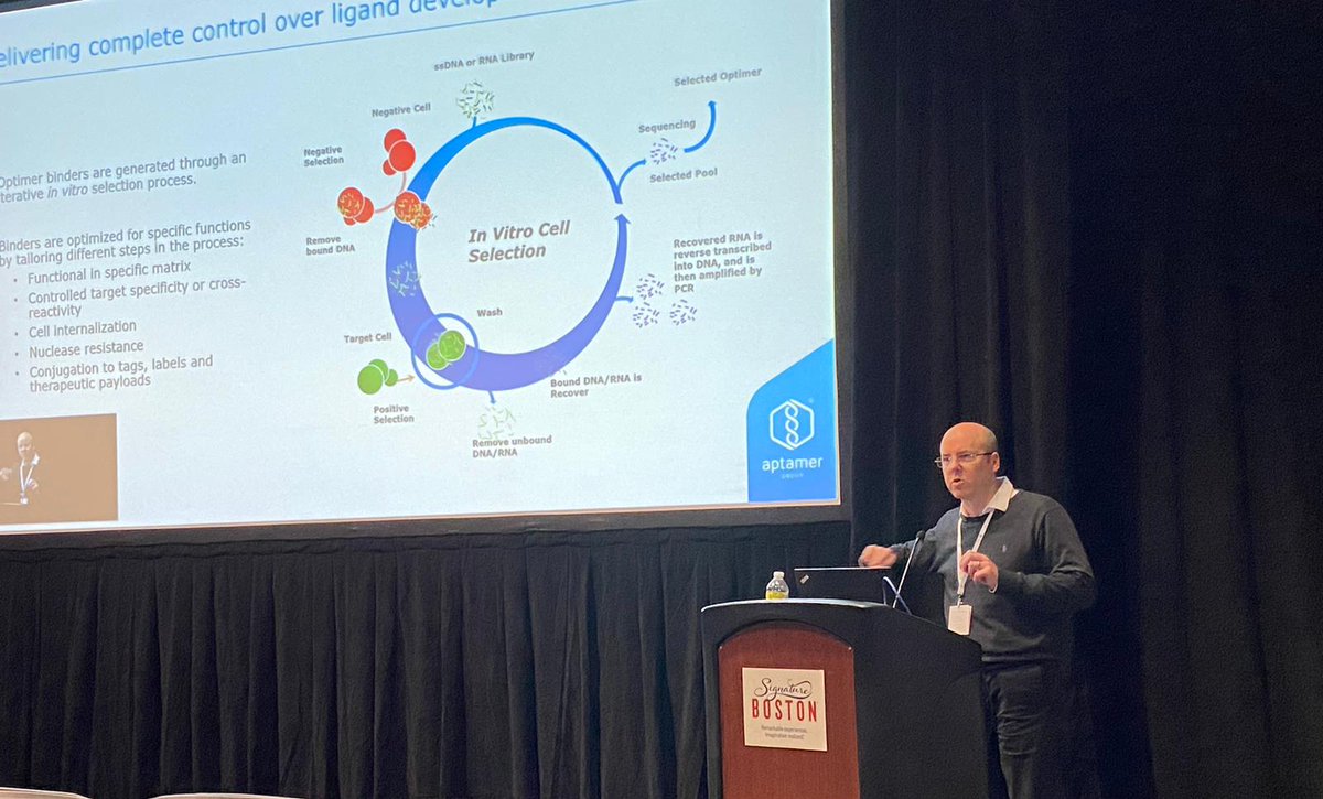 AptamerGroup's tweet photo. Did you catch our CTO, David Bunka's talk at #TIDESUSA last week? Anyone interested in learning more about our #Optimer platform for novel affinity ligands is welcome to visit https://t.co/JmMACUrCU4 or get in touch.
#aptamers #scienceunlimited #drugdelivery https://t.co/K8633TMy4y