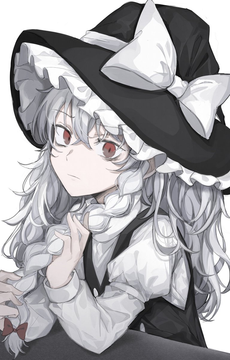 kirisame marisa 1girl solo hat witch hat braid bow long sleeves  illustration images